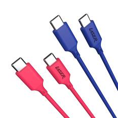 LASER 60W USB-C TO USB-C CABLE RED/BLUE 2 PACK 2M | FAST CHARGE & DURABLE, , scaau_hi-res