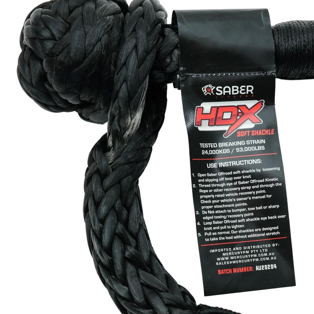 SABERPRO 24,000KG HDX SOFT SHACKLE WITH TECHNORA BINDING, , scaau_hi-res