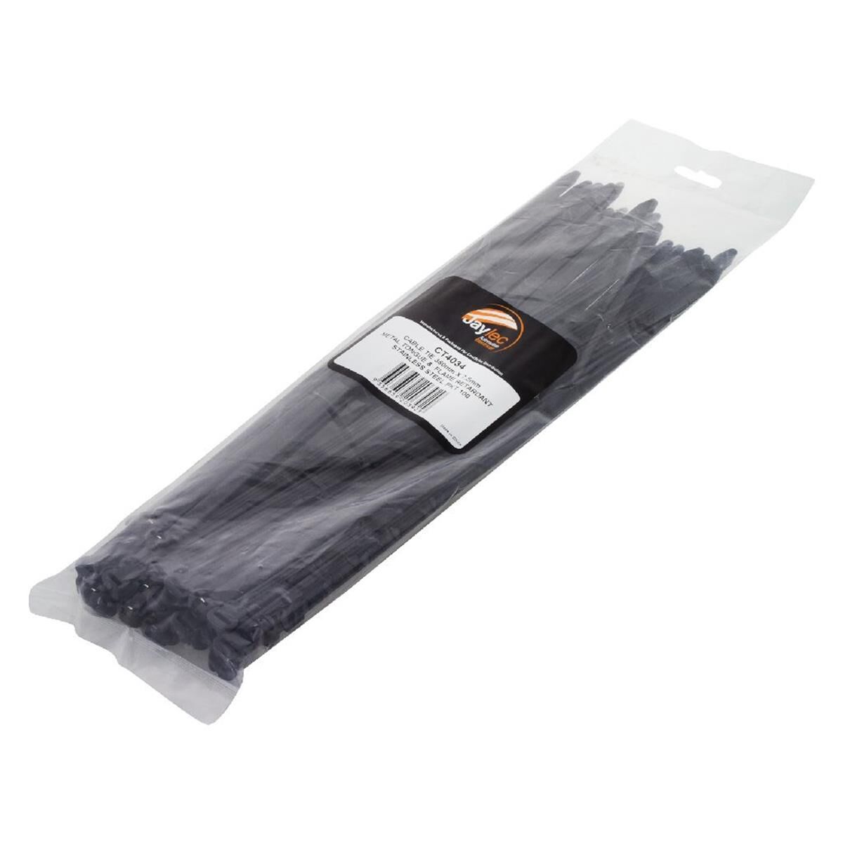 PKT 50 CABLE TIE 350mm x 7.5mm STAINLESS STEEL TONGUE BLACK - CABLE ASSEMBLIES & ACC., , scaau_hi-res