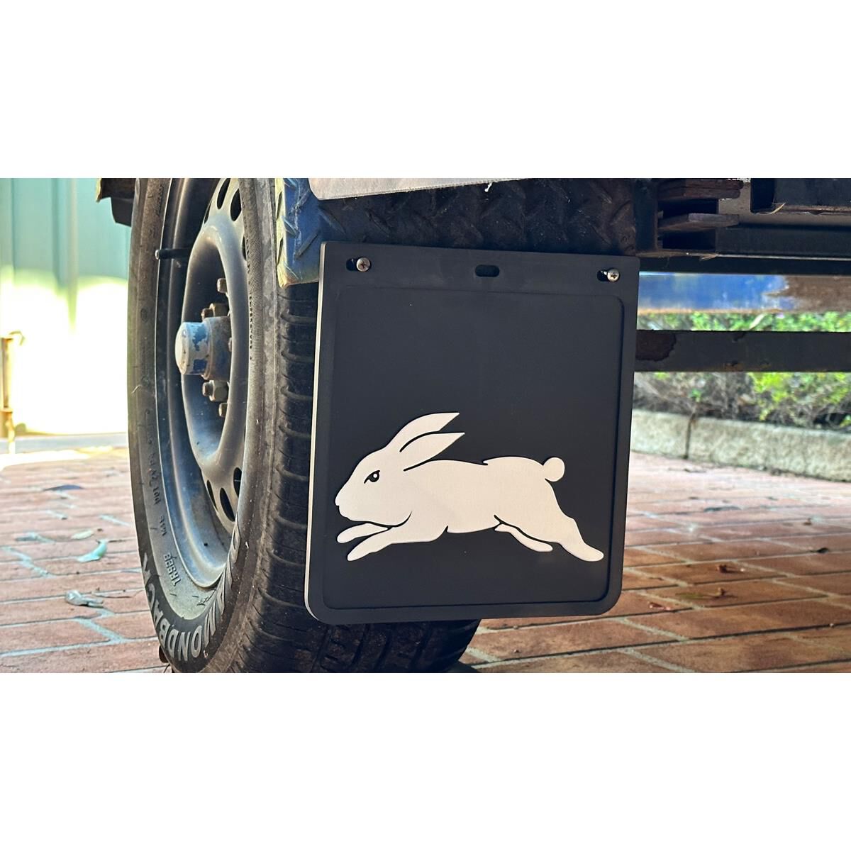250MM DROP X 230MM WIDTH BLACK MONO MUDFLAP  - RABBITOHS, , scaau_hi-res