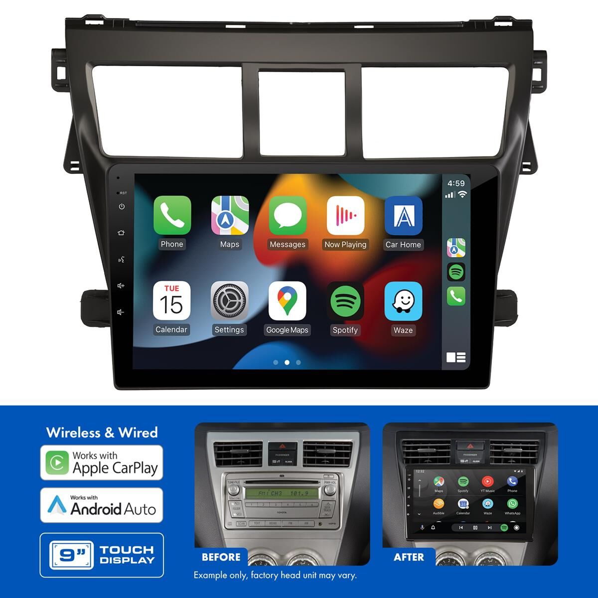 9" MULTIMEDIA RECEIVER TO SUIT TOYOTA YARIS SEDAN (2005-2011) - NO SWC, , scaau_hi-res