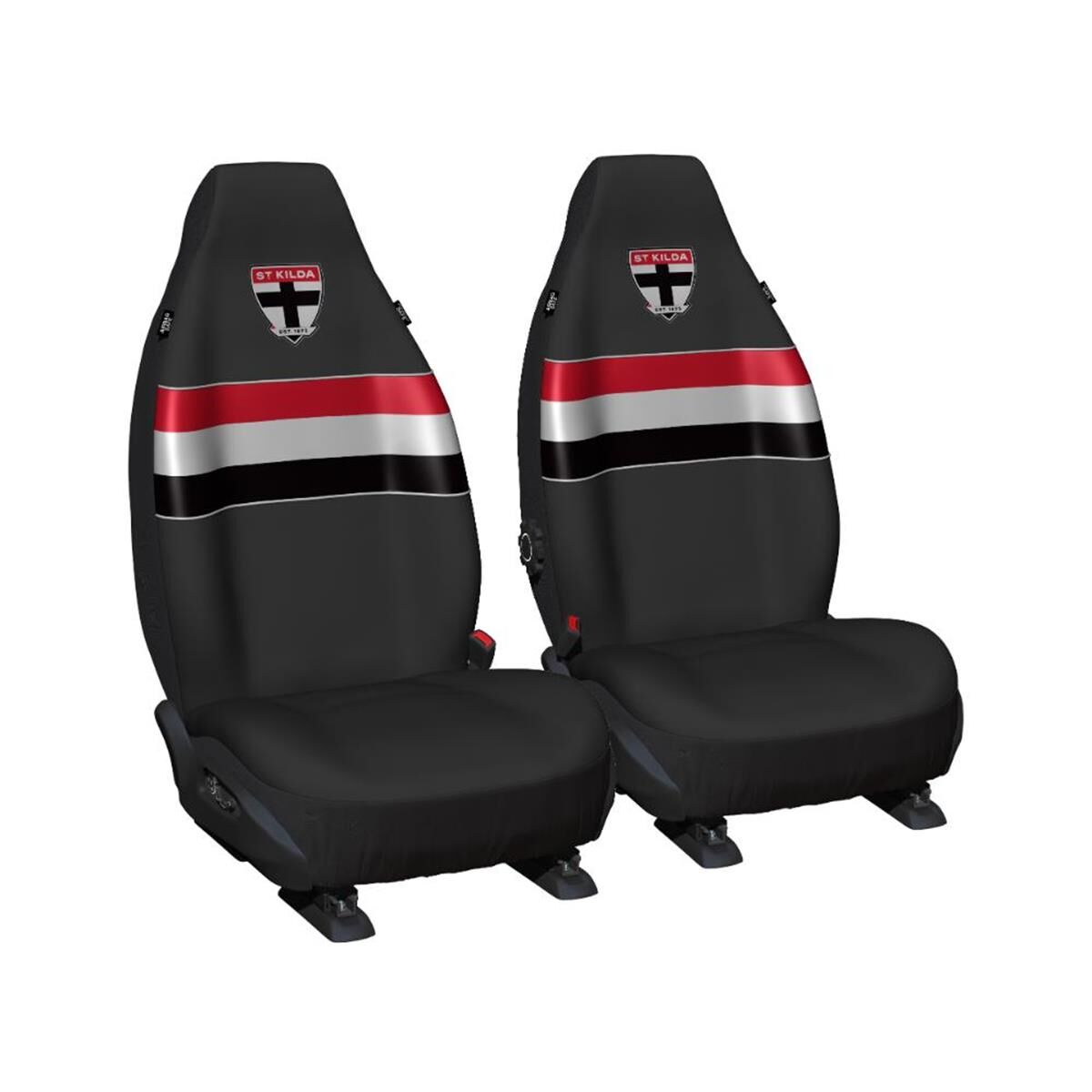 AFL SEAT COVERS, SIZE 60, BUILT IN HEADREST, FRONT PAIR - ST KILDA - PPAFL-STK25, , scaau_hi-res