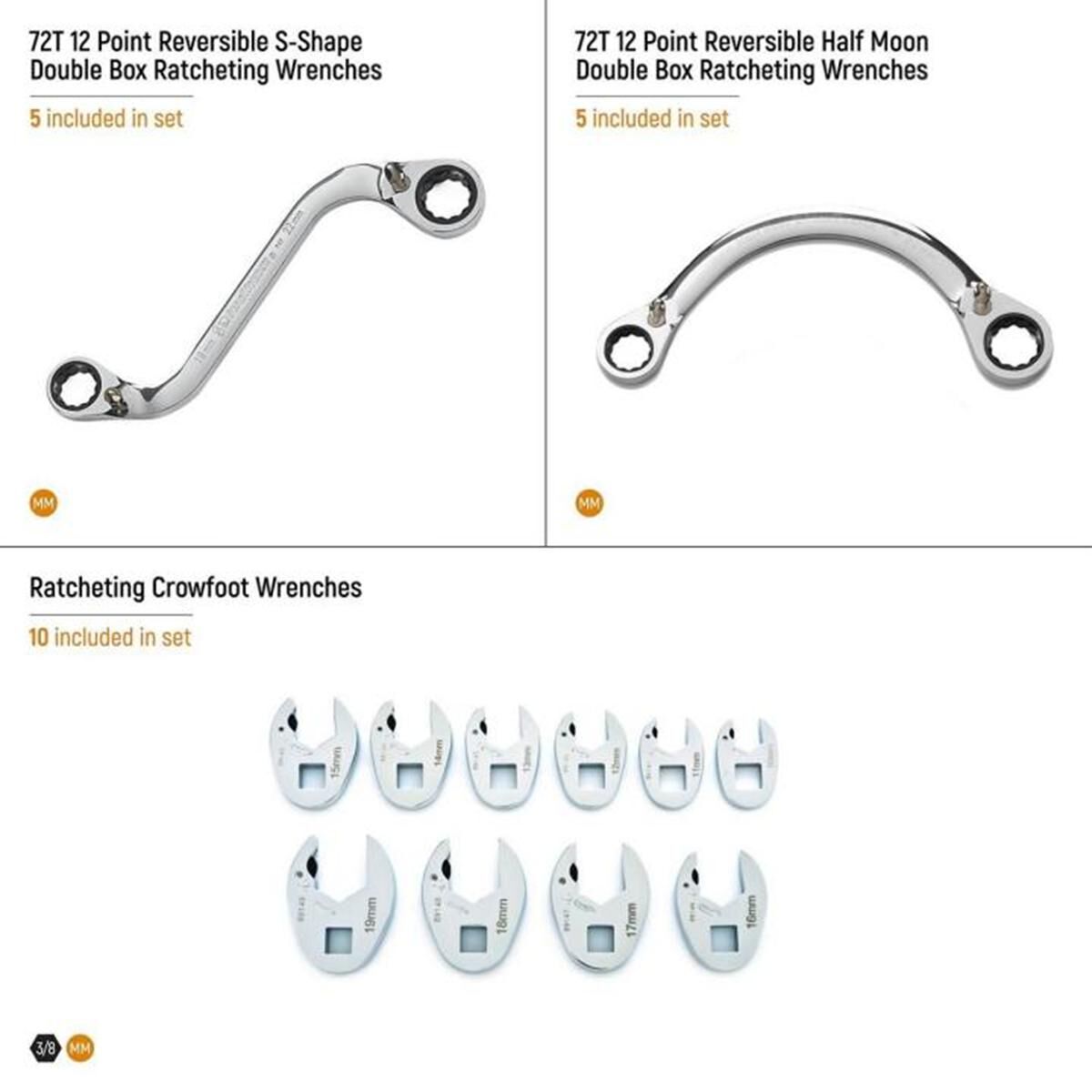 20 PIECE SPECIALTY RATCHETING METRIC WRENCH SET IN FOAM STORAGE TRAY, , scaau_hi-res