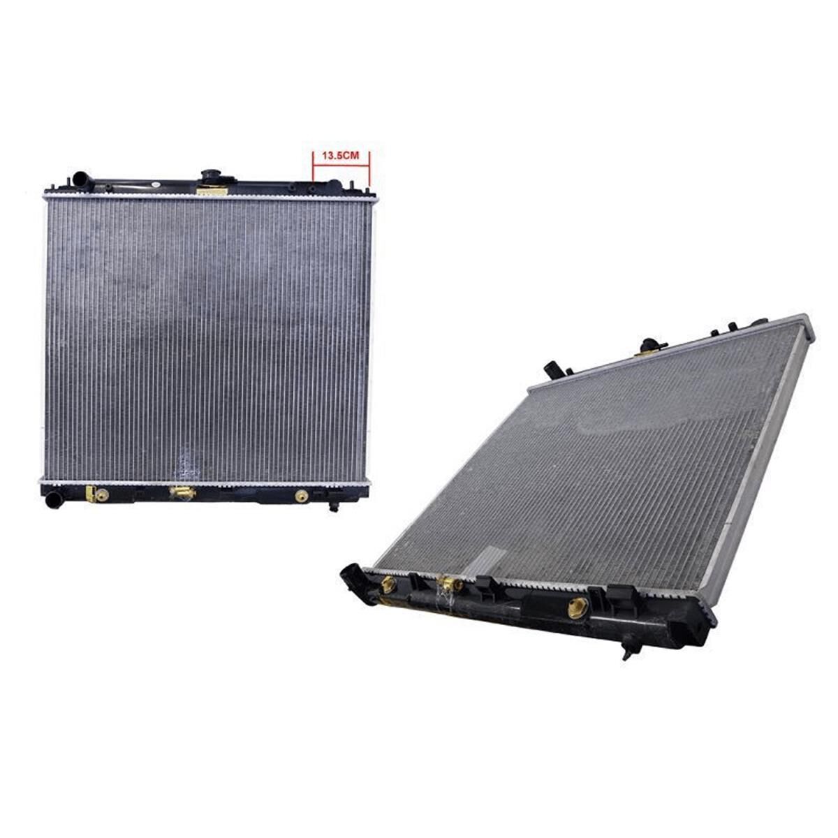 NISSAN NAVARA  D40  12/2005 ~ 2015  RADIATOR  THAI BUILT  2.5 LITRE INLINE 4 TURBO DIESEL AUTOMATIC- (YD25)  CORE SIZE: 600MM X 695MM X 32MM*MEASURE TANK TO TANK FIRST, THEN LENGTH & THICKNESS.  DISTANCE FROM RHS TOP LUG TO FAN BRACKET = 13.5CM, , scaau_hi-res