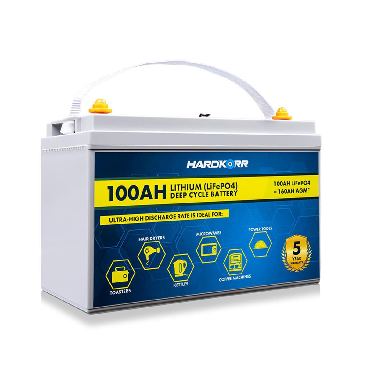 HardKorr 100Ah Lithium LifePO4 Deep Cycle Battery HKPBATL100C