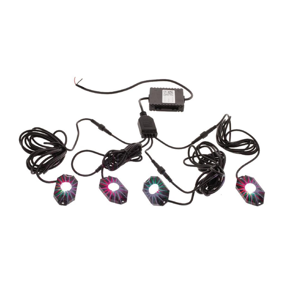 PKT 4 RGBW LED ROCK LIGHT KIT 9-32V 36Watt 120Deg FLOOD BEAM IP68 BLUETOOTH CNTRLLD, , scaau_hi-res