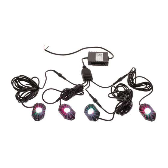 PKT 4 RGBW LED ROCK LIGHT KIT 9-32V 36Watt 120Deg FLOOD BEAM IP68 BLUETOOTH CNTRLLD, , scaau_hi-res