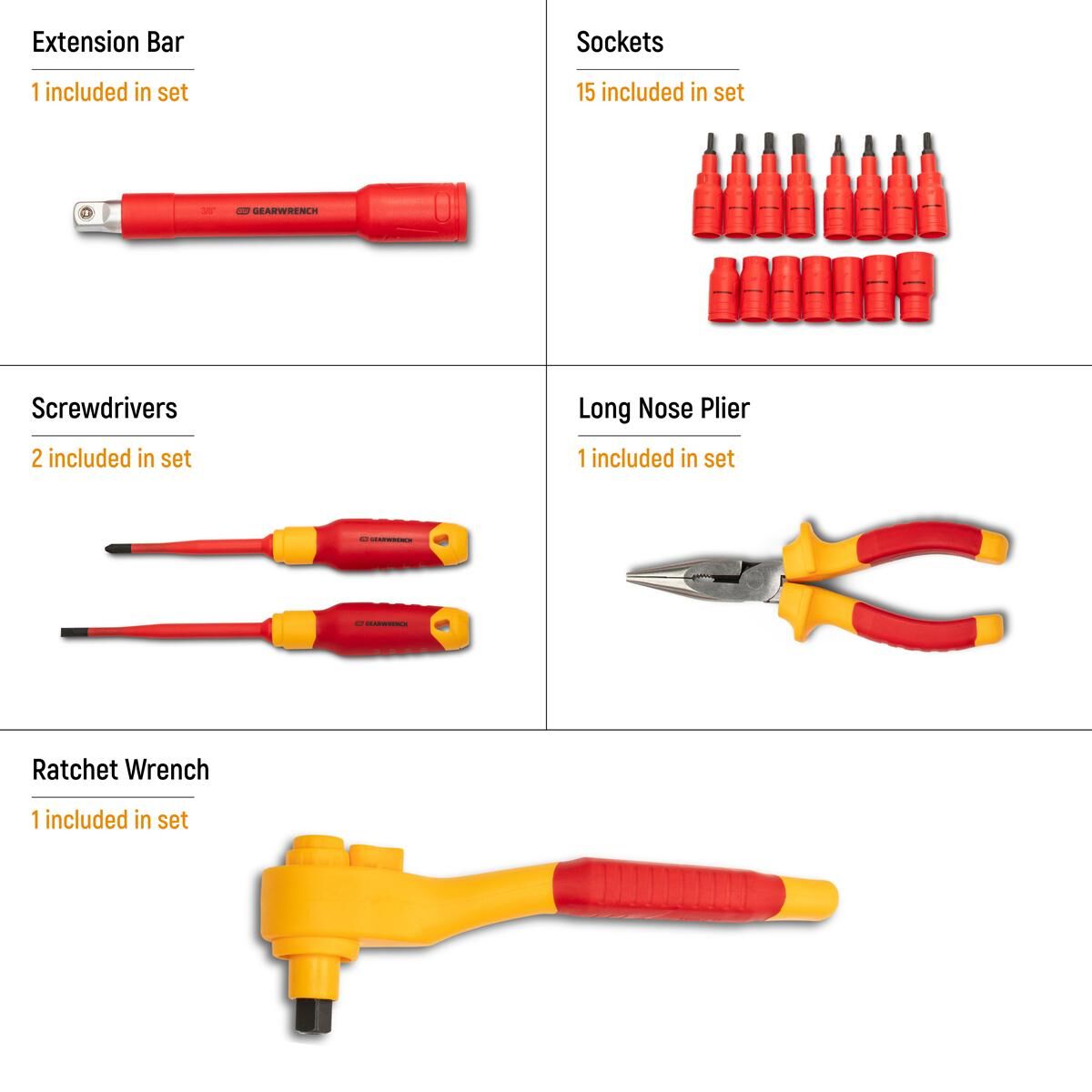 20 PIECE 3/8" DRIVE VDE INSULATED TOOL SET, , scaau_hi-res