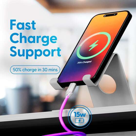 LASER RAINBOW USB C NYLON-BRAIDED CHARGING CABLE 1M – FAST CHARGE, DURABLE, TANGLE-FREE, , scaau_hi-res