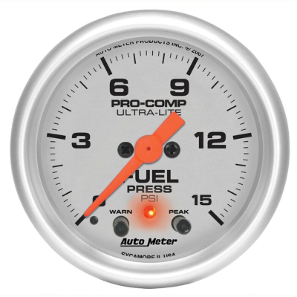 Autometer Ultra Lite Fuel Pressure Gauge Electric With Peak 0 15