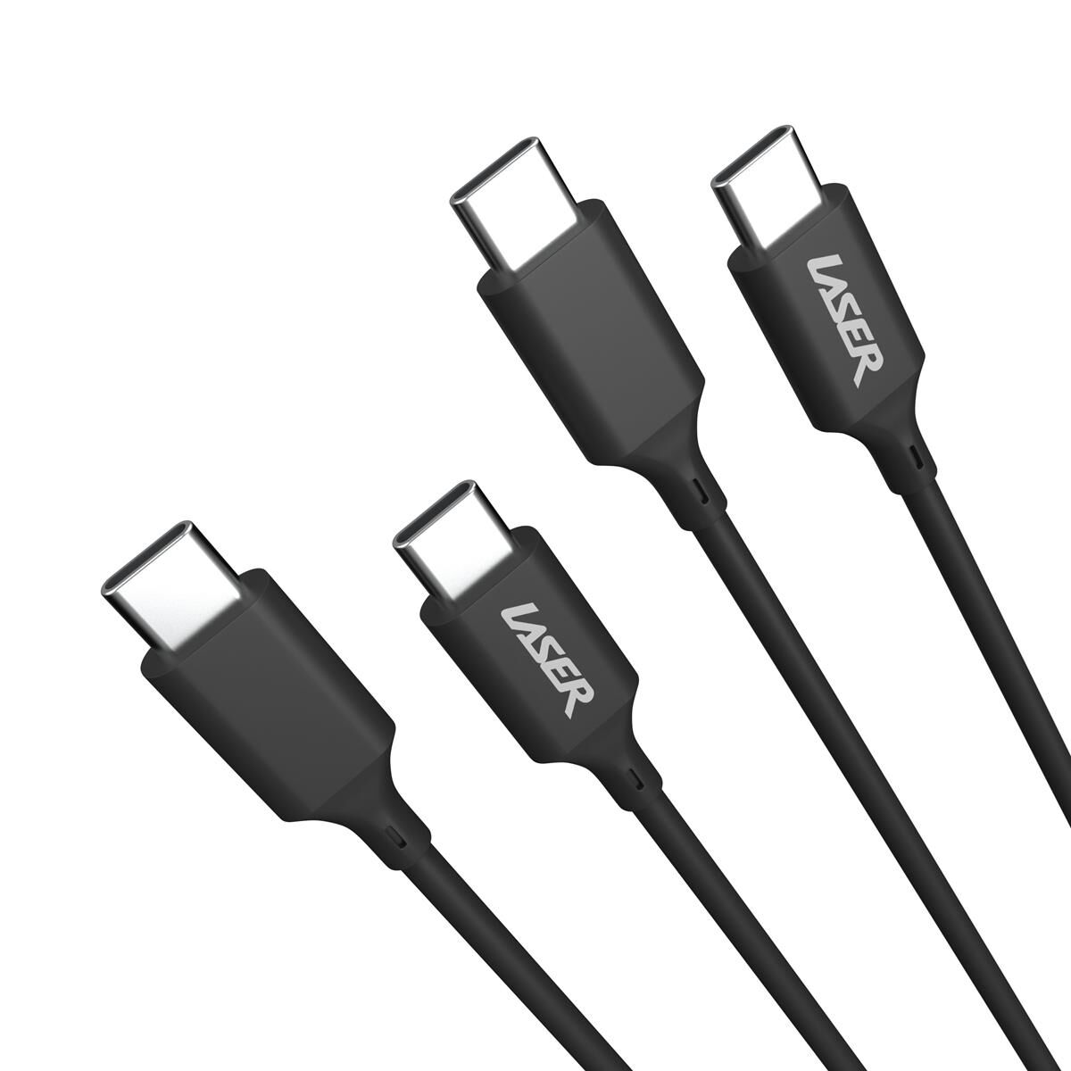 LASER 60W USB-C TO USB-C CABLE BLACK 2 PACK 2M | FAST CHARGE & DURABLE, , scaau_hi-res