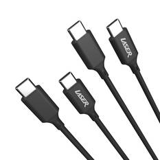 LASER 60W USB-C TO USB-C CABLE BLACK 2 PACK 2M | FAST CHARGE & DURABLE, , scaau_hi-res