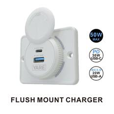 FLUSH MOUNT DUAL USB CHARGER 12/24V USB-C/USB-A Output 30W/20W WHITE - FMC3020CAW, , scaau_hi-res