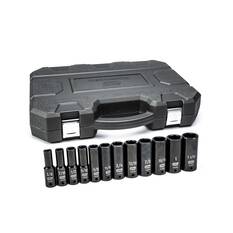 12 PC. 1/2” DRIVE 6 POINT DEEP IMPACT SAE SOCKET SET, , scaau_hi-res