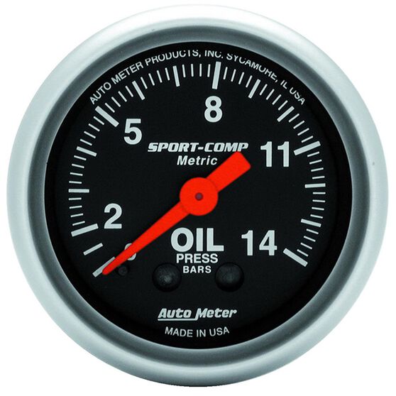 Autometer Sport-Comp Oil Pressure Gauge Mechanical - 0 - 14kg/cm