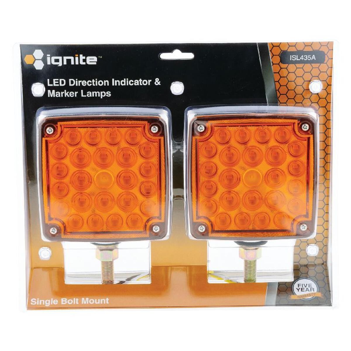 PKT 2 LED FRONT & SIDE INDCATR LAMP 12V SINGLE BOLT MNT 0.3m LEAD, , scaau_hi-res