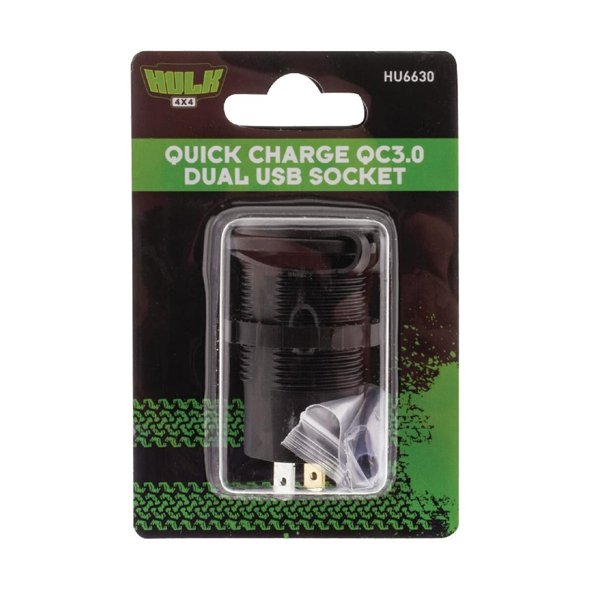 DUAL USB SOCKET PORT A- 5v 2.4a PORT B- QC3.0 3.6-12v 18w NON LED VERSION, , scaau_hi-res