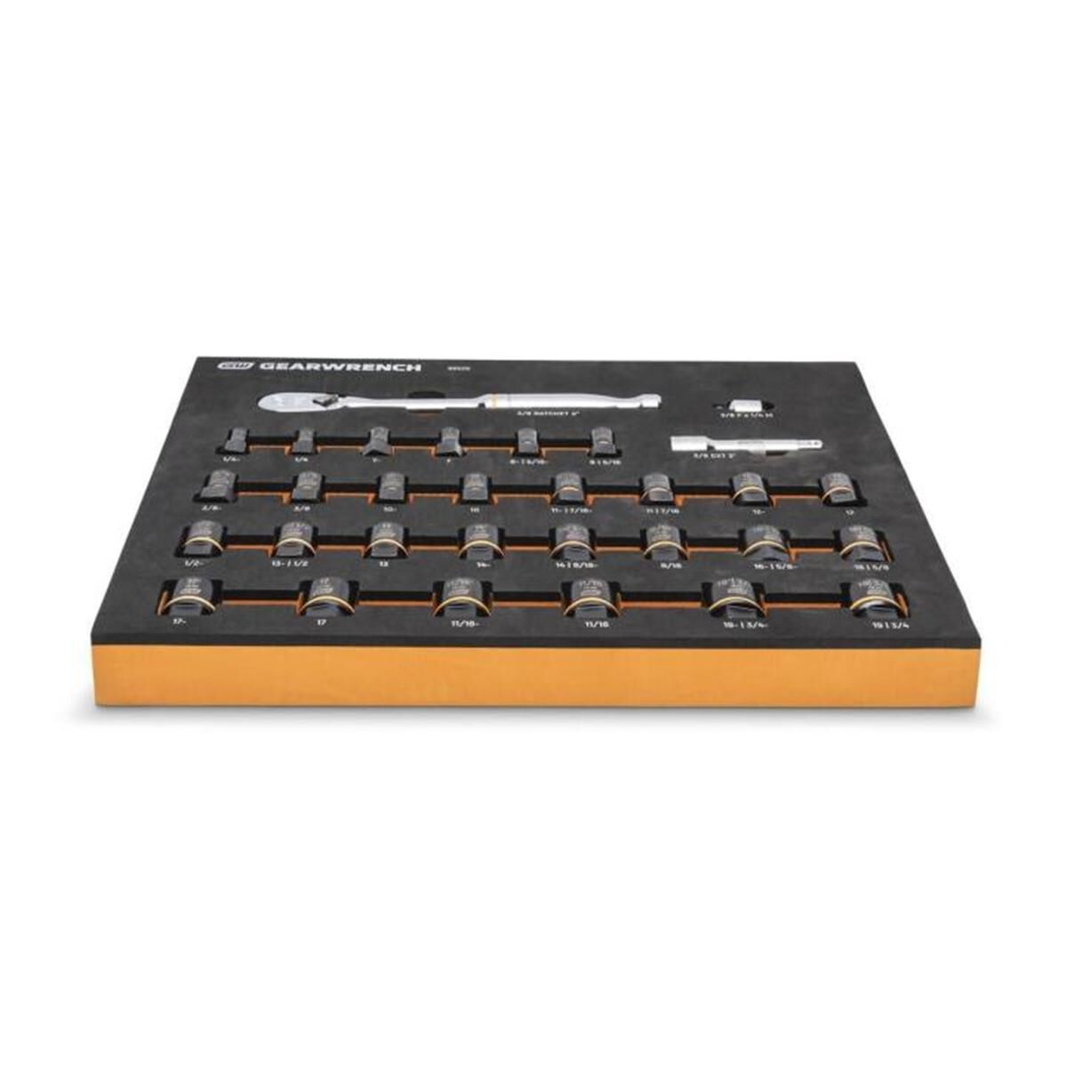 31 PIECE 3/8" DRIVE 90T RATCHET AND BOLT BITER&trade; SOCKET SET WITH FOAM STORAGE TRAY, , scaau_hi-res