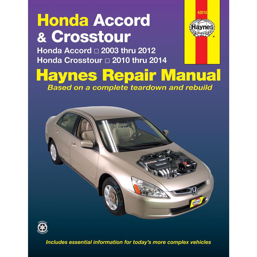 Haynes Repair Manual Honda Accord 20032012 & Crosstour 20102014