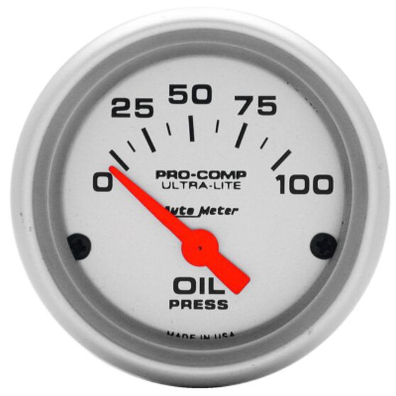 Autometer Ultra Lite Oil Pressure Gauge Electric - 0 - 100 PSI, 2 1/16