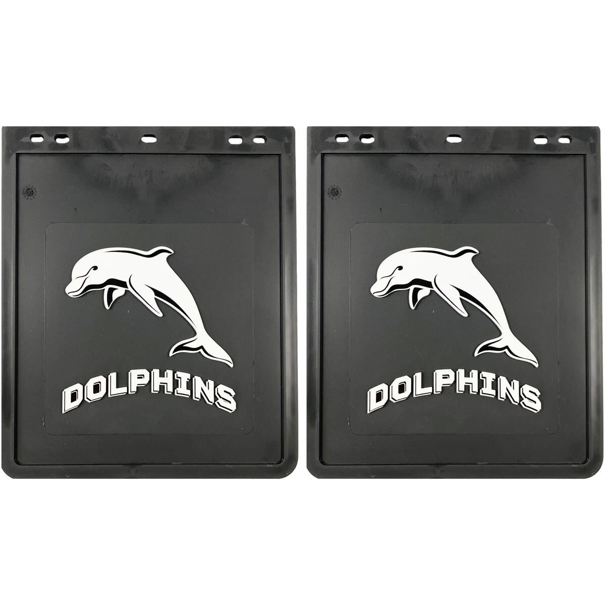 355MM DROP X 300MM WIDTH BLACK MONO MUDFLAP  - DOLPHINS, , scaau_hi-res