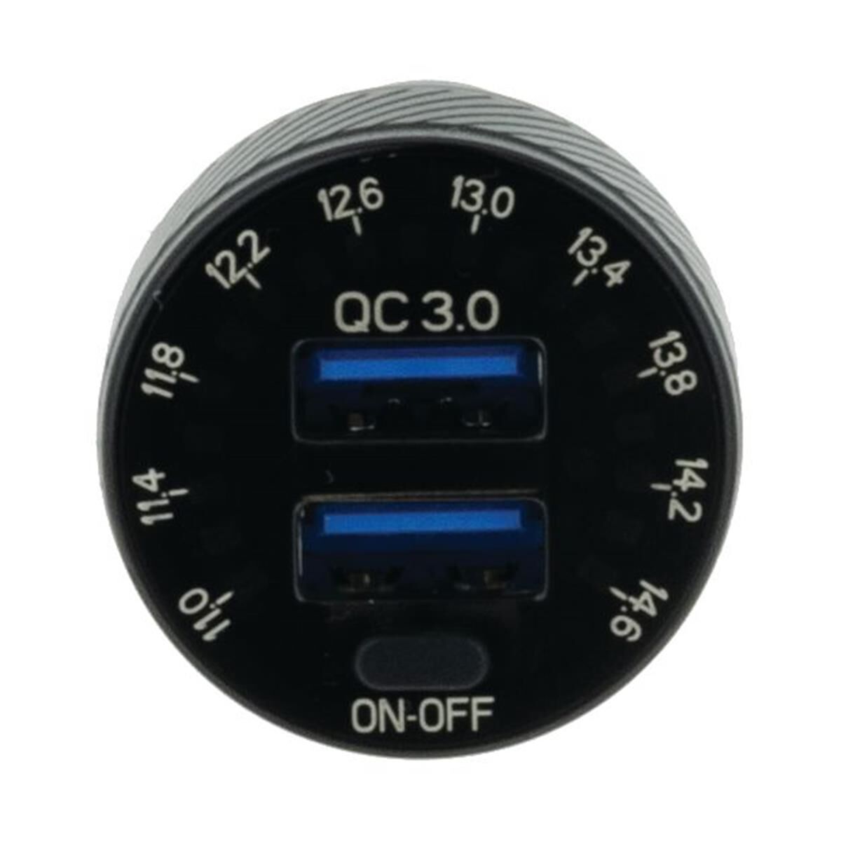 DUAL USB IN CAR SOCKET CHARGER DUAL QC3.0 WITH VOLTMETER & SWITCH, , scaau_hi-res