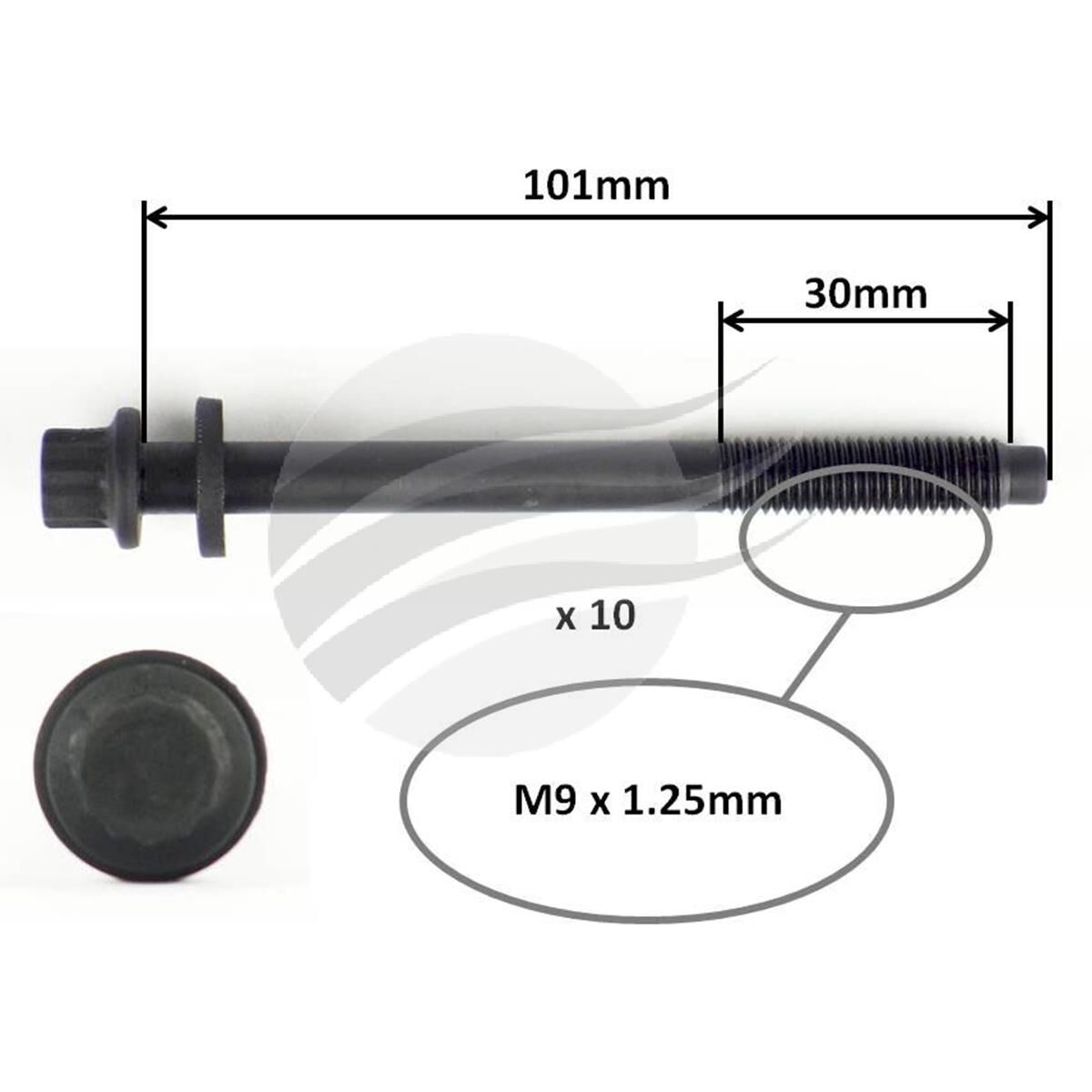 CYLINDER HEAD BOLT SET MITSUBISHI 4G15 I4 SOHC, , scaau_hi-res
