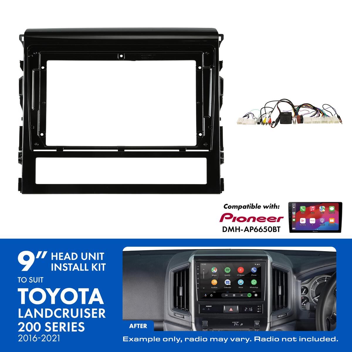 9" HEAD UNIT INSTALL KIT TO SUIT TOYOTA LANDCRUISER 200, , scaau_hi-res