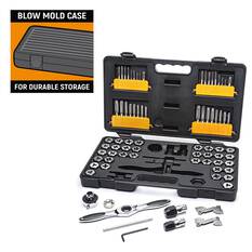 TAP & DIE SET MEDIUM RATCHETING MET/SAE 75PC, , scaau_hi-res
