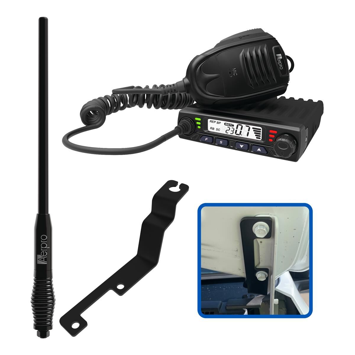 COMPACT 5W UHF CB KIT TO SUIT MAZDA BT50 2020-ON, , scaau_hi-res