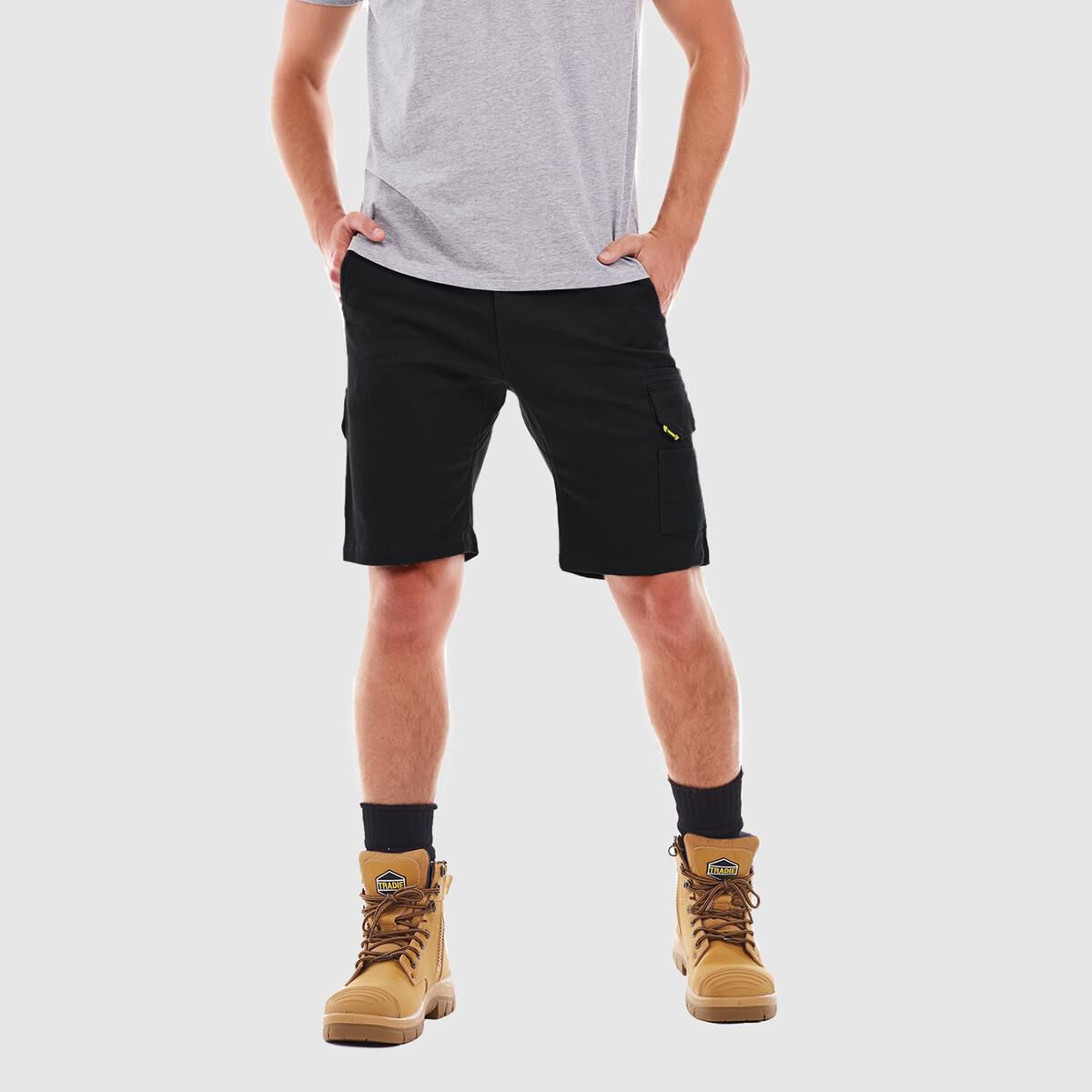 TRADIE FLEX CONTRAST CARGO SHORT BLACK 102, , scaau_hi-res