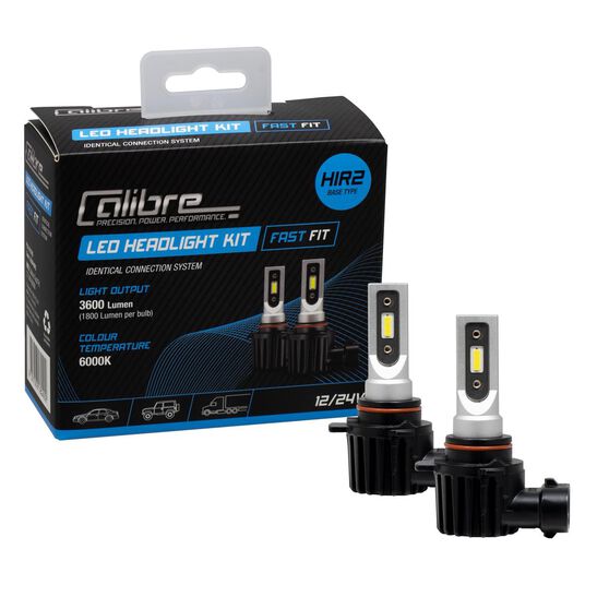 Calibre LED Fast Fit Headlight Globes - HIR2, 12/24V, 6000K