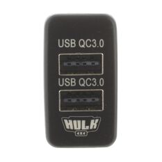 DUAL USB SOCKET QC3 OE RPL T/S EARLY TOYOTA BLUE LED 40 x 22mm, , scaau_hi-res