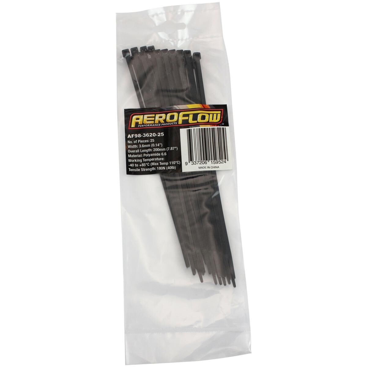 CABLE TIES 3.6MM X 200MM 25 PACK BLACK ZIP TIE PA66, , scaau_hi-res