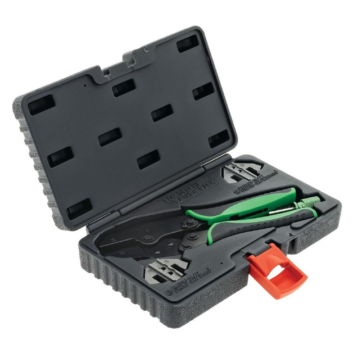 QUICK CHANGE RATCHET CRIMPER T/S DELPHI WEATHER PACK W/TOOL - ELECTRICAL TOOLS, , scaau_hi-res