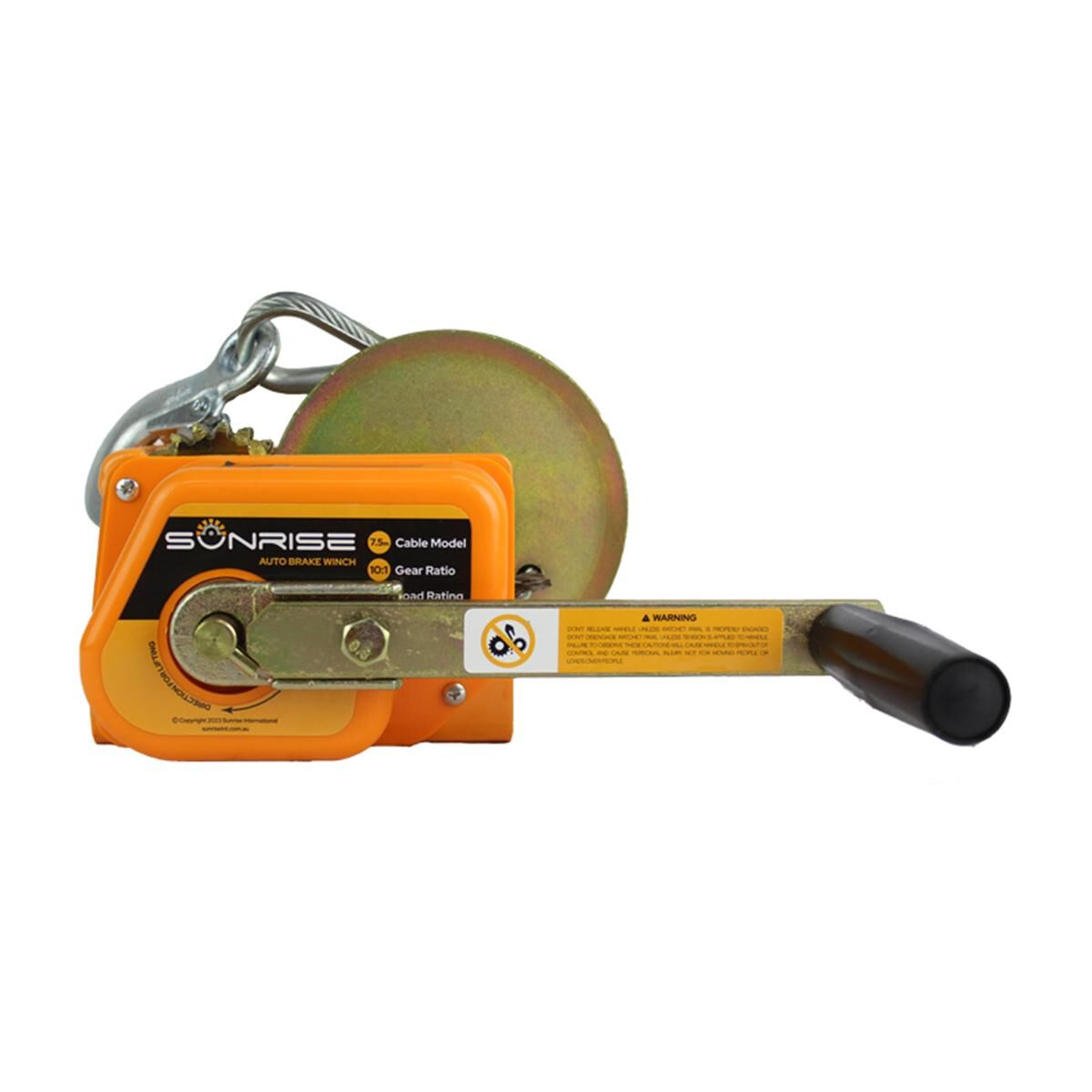 Sunrise Auto Brake Boat Trailer Winch 2500lbs (1130kg) 7.5m Cable, , scaau_hi-res