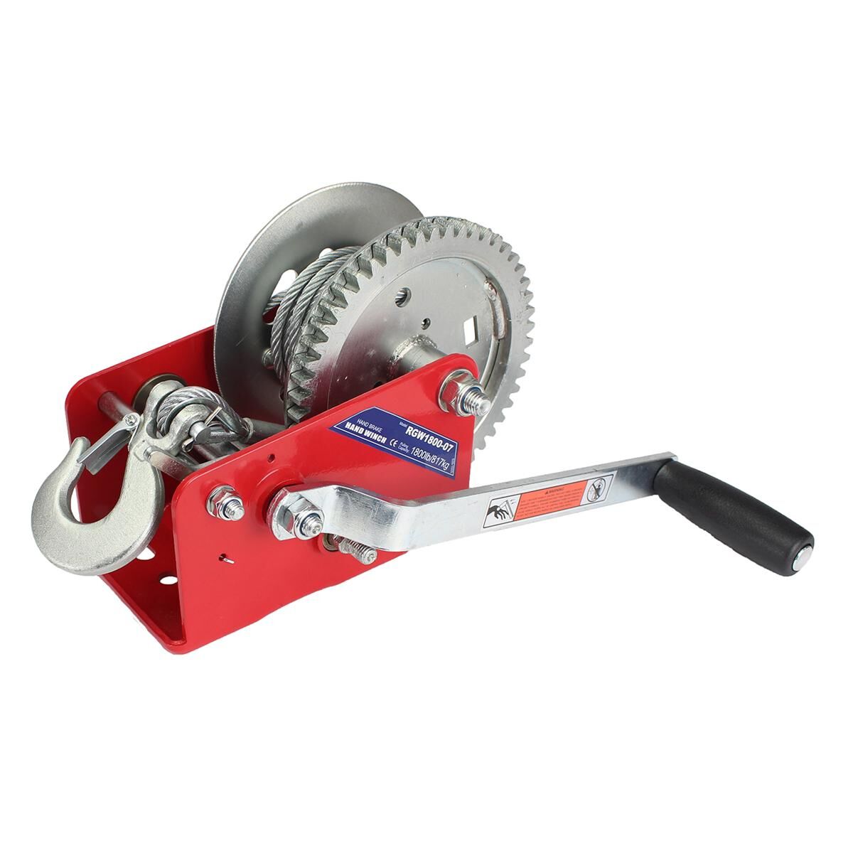Sunrise Hand Winch 1800lbs (817kg) Two Speed 10m Cable, , scaau_hi-res