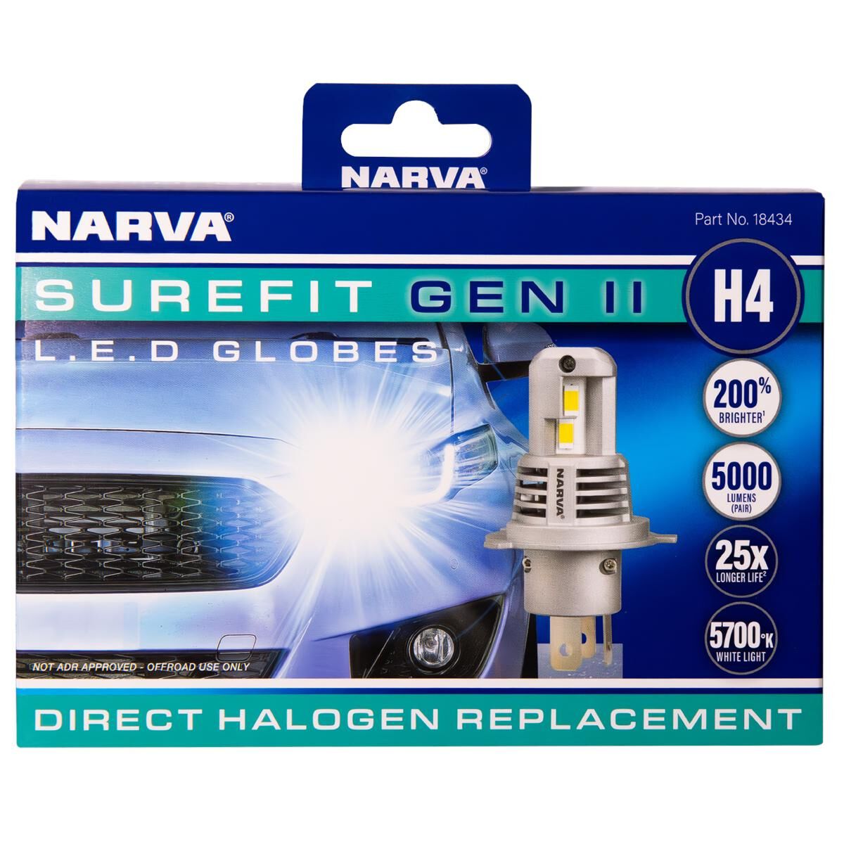 NARVA H4 SUREFIT LED GLOBES GEN II, , scaau_hi-res
