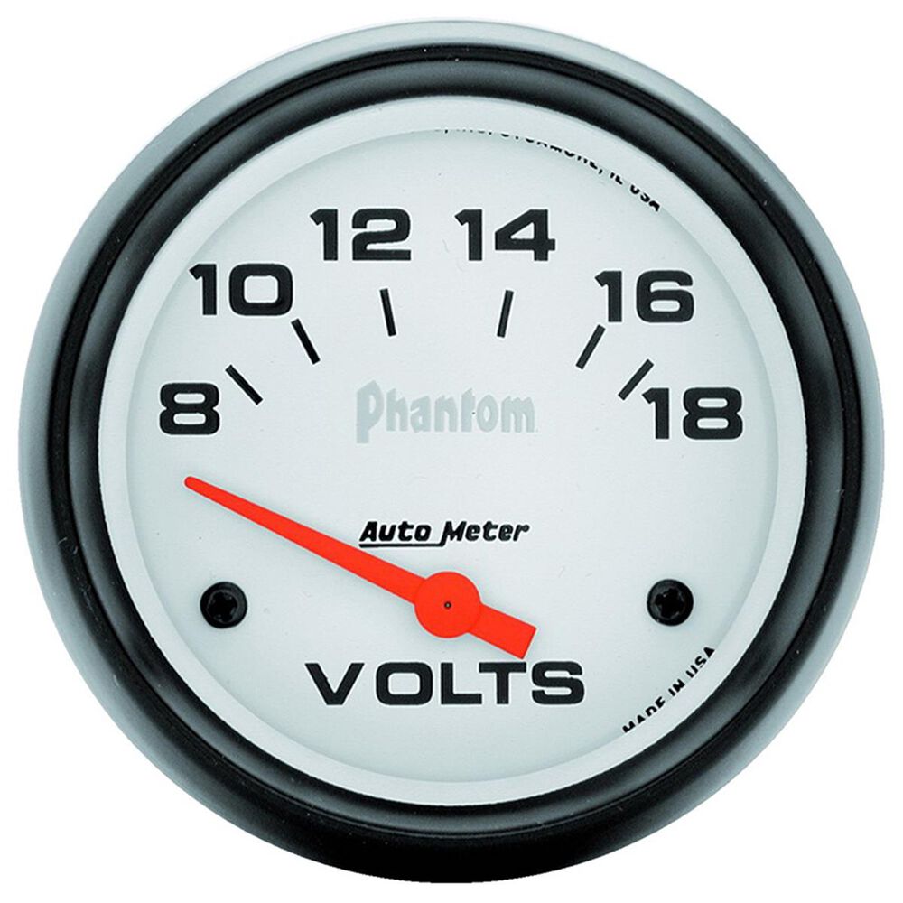 Autometer Phantom Voltmeter Electric 2 5/8 Inch, Short Sweep, 0 18V
