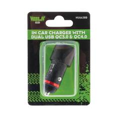 DUAL USB IN CAR SOCKET CHARGER PORT 1: TYPE C PORT 2: QC3.0 BLUE LED, , scaau_hi-res