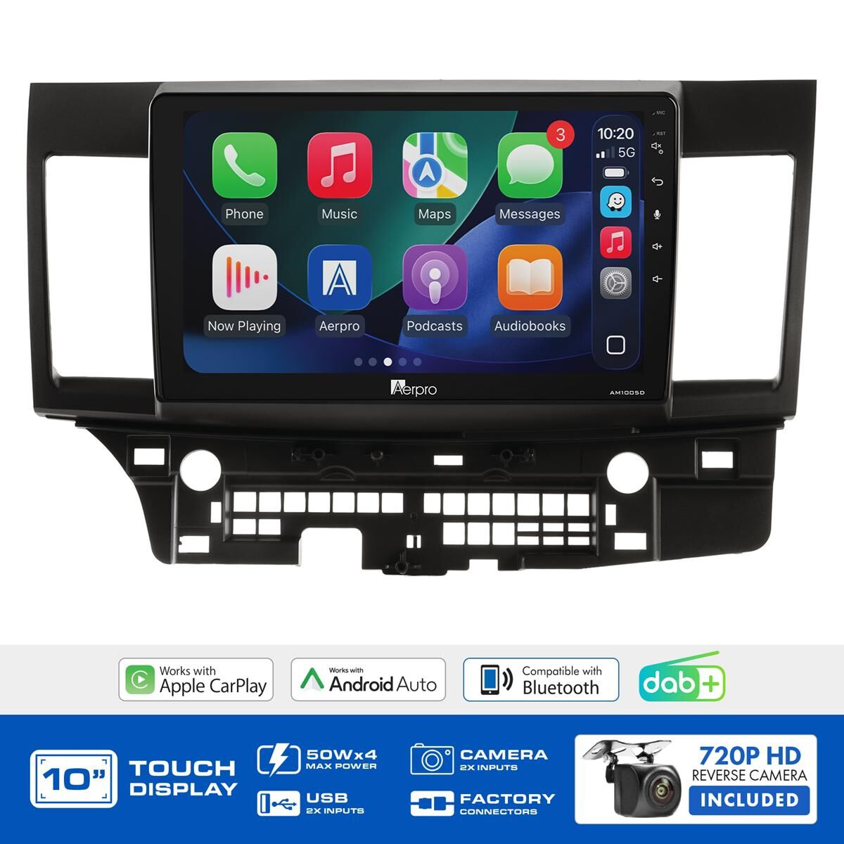 AERPRO 10" MULTIMEDIA RECEIVER HEAD UNIT KIT TO SUIT MITSUBISHI LANCER (2007-2010) - NON-AMPLIFIED - AMDMB4, , scaau_hi-res
