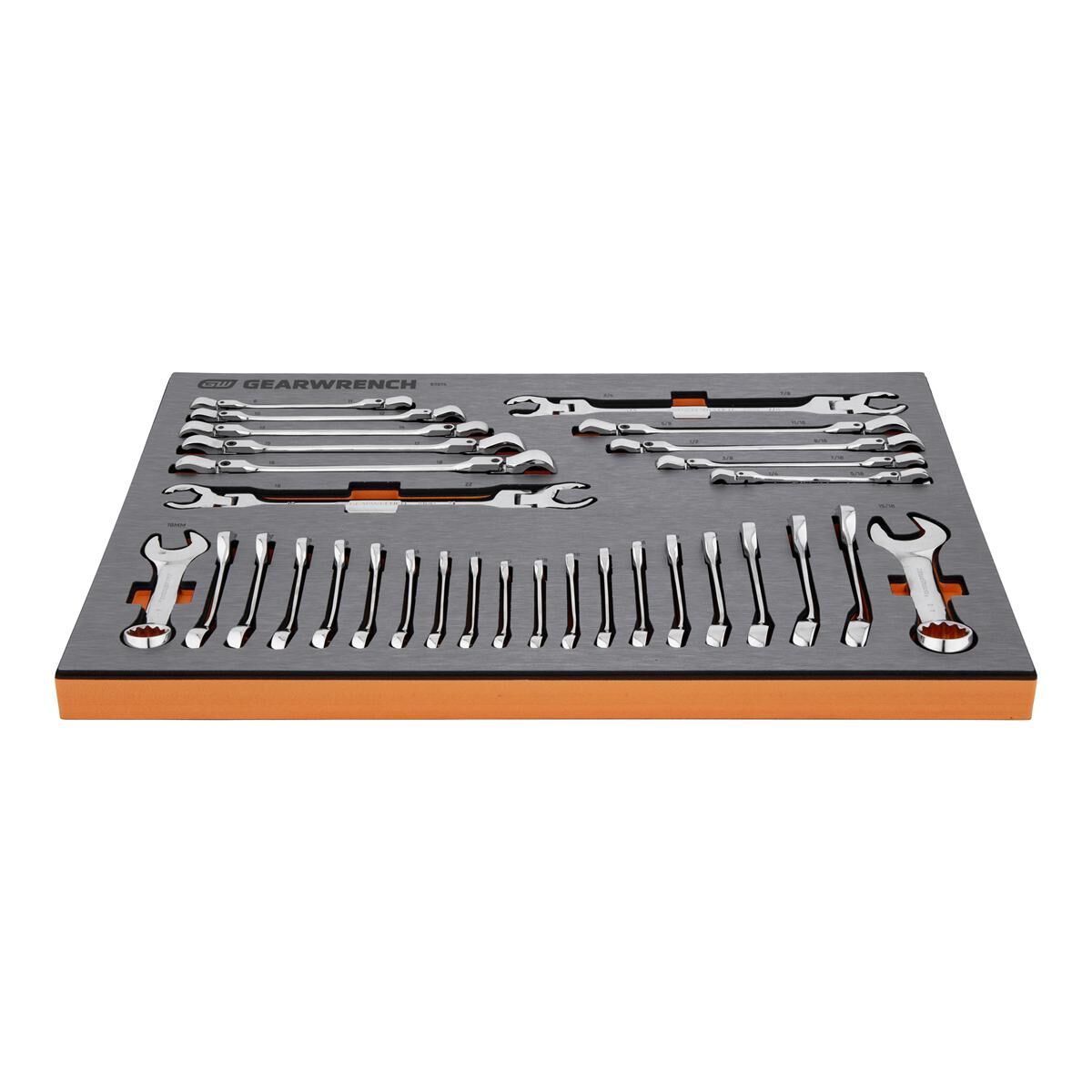 31 PIECE STUBBY & FLEX FLARE NUT WRENCH SAE/METRIC EVA TRAY SET, , scaau_hi-res