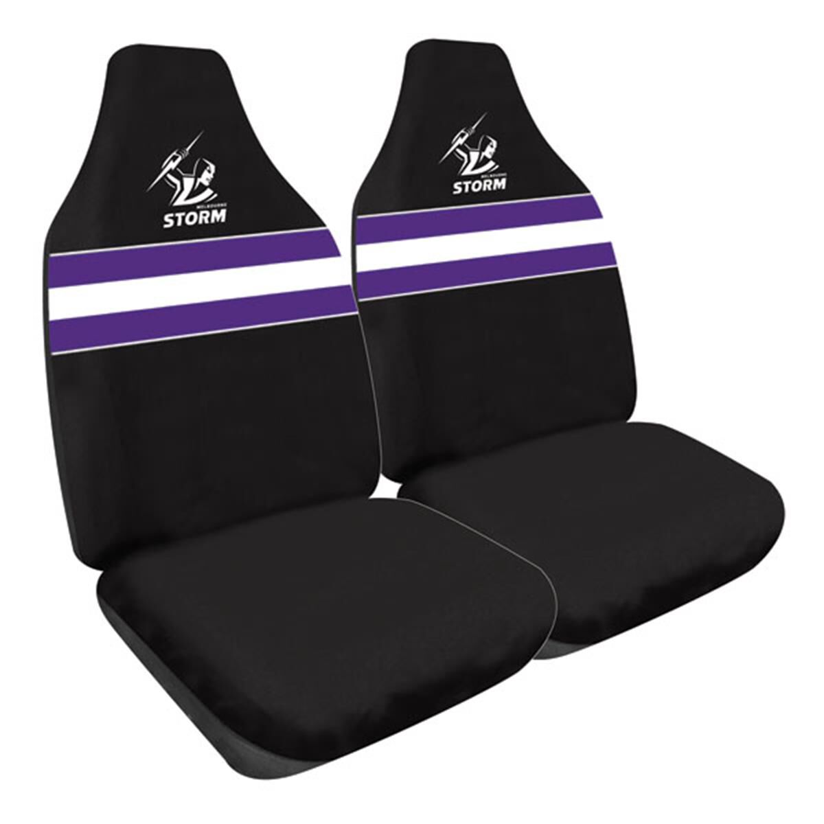 NRL Seat Covers Storms Built In Headrests Size 60 Front Pair
