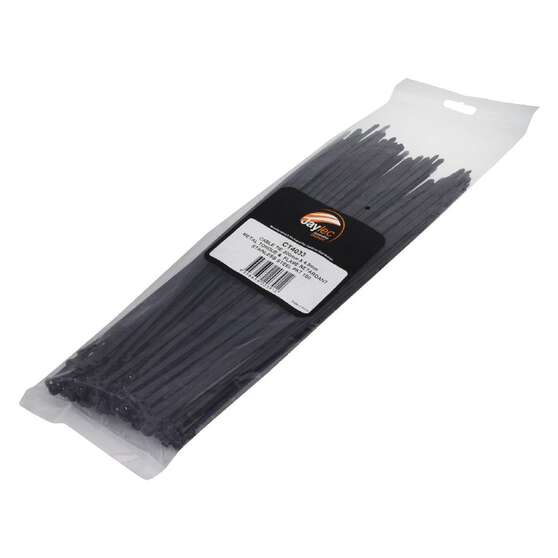 PKT100 CABLE TIE 300mm x 4.5mm STAINLESS STEEL TONGUE BLACK - CABLE ASSEMBLIES & ACC., , scaau_hi-res