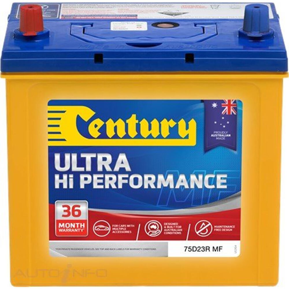 Century Ultra Hi Performance Battery 75D23R 620CCA, 70Ah, MF, 12V