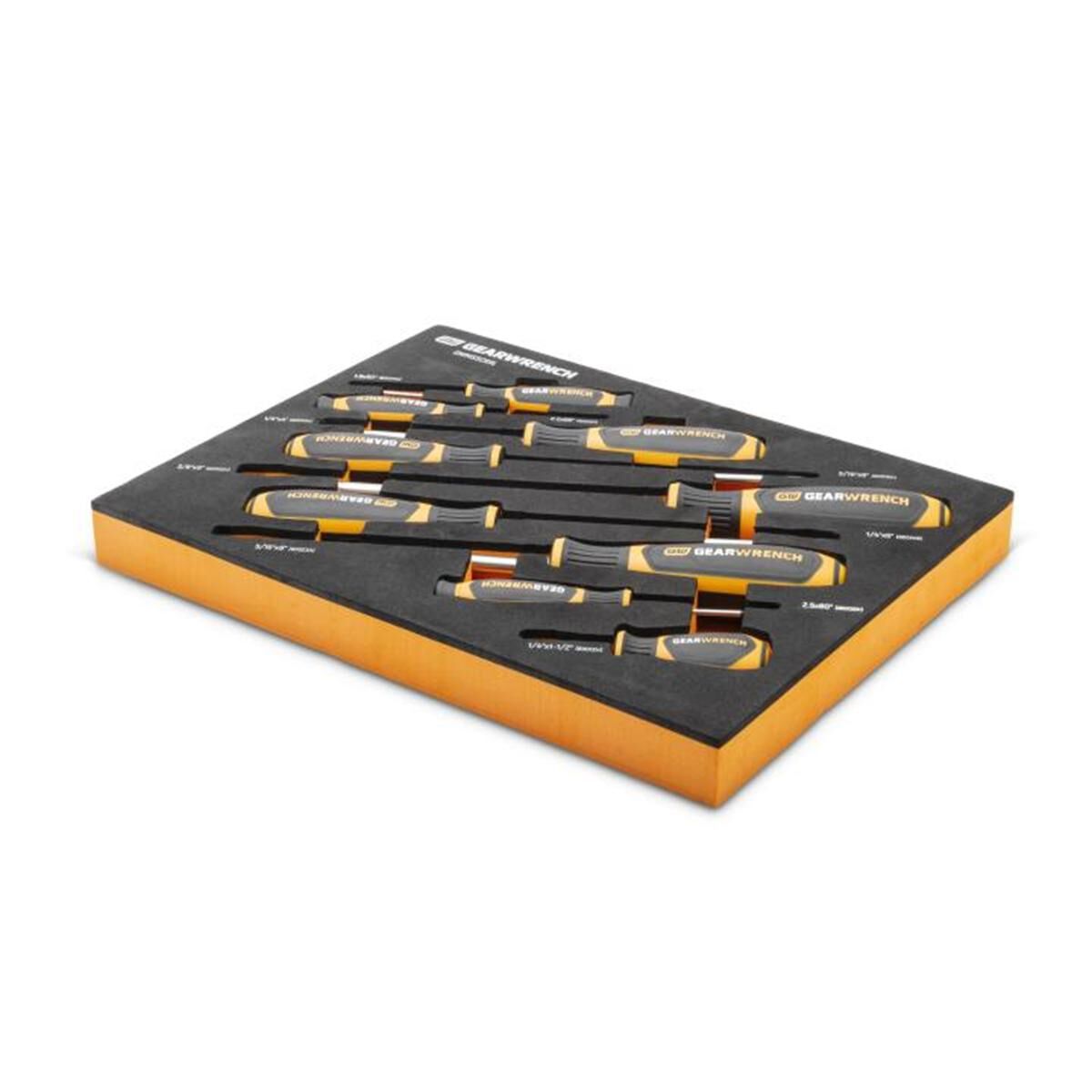 9 PIECE SLOTTED DUAL MATERIAL SCREWDRIVER SET IN FOAM STORAGE TRAY, , scaau_hi-res