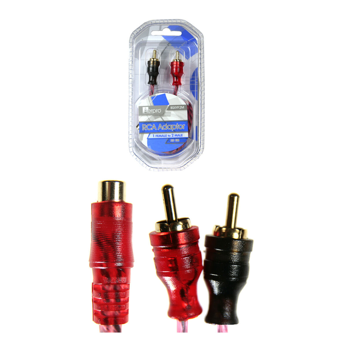 AERPRO - BASSIX RCA ADAPTOR 1F-2M - BSXYF2M, , scaau_hi-res