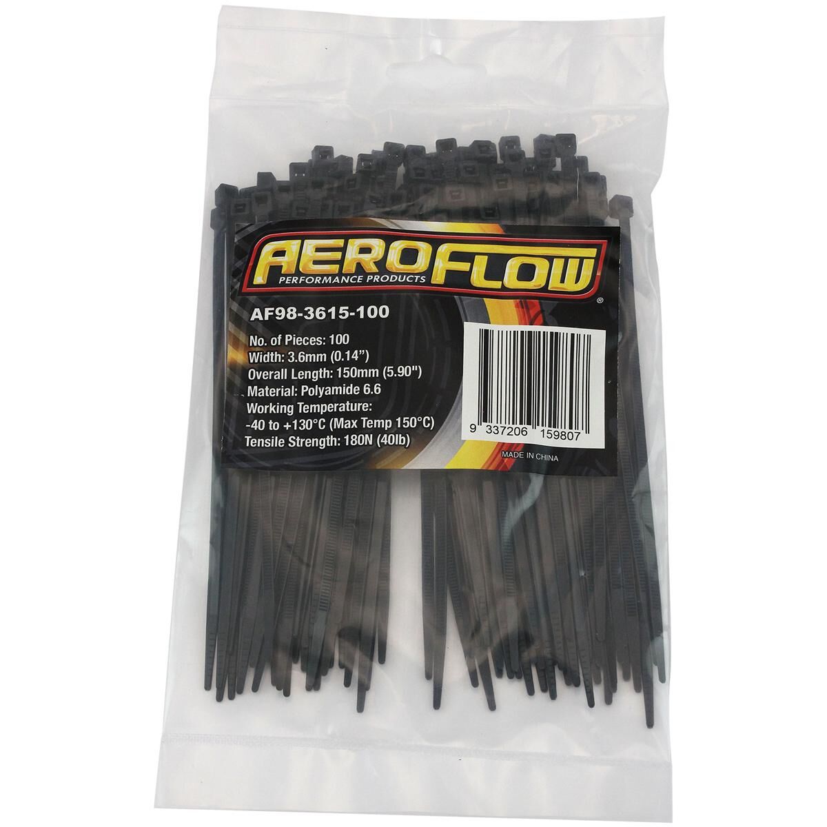 HIGH TEMP CABLE TIES 3.6X150MM100 PACK BLACK ZIP TIE PA46, , scaau_hi-res