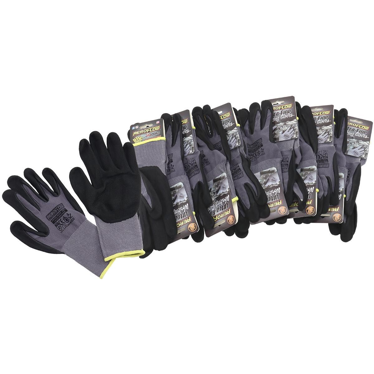 MECHANIC GLOVES MEDIUM NITRILEFOAM 12 PAIRS BLACK WORK SHOP, , scaau_hi-res