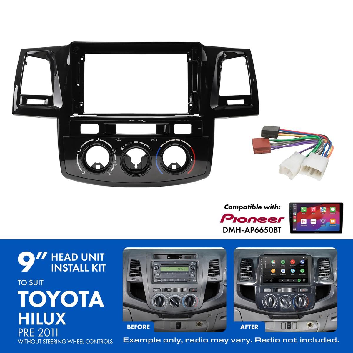 9" HEAD UNIT INSTALL KIT TO SUIT TOYOTA HILUX PRE 2011, , scaau_hi-res